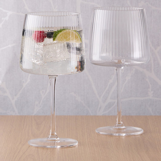 Set of 2 Ridged Gin Glasses