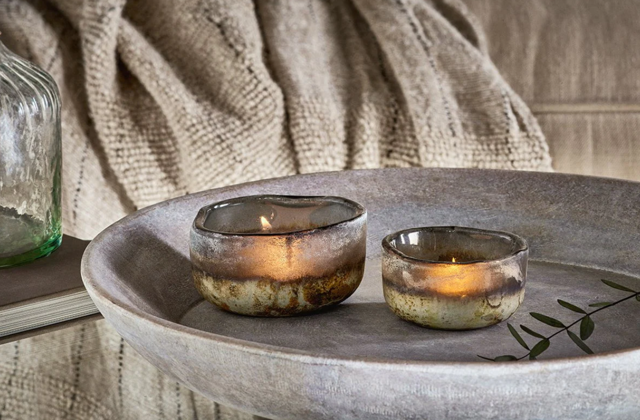Charcoal Glass Tealight Holders