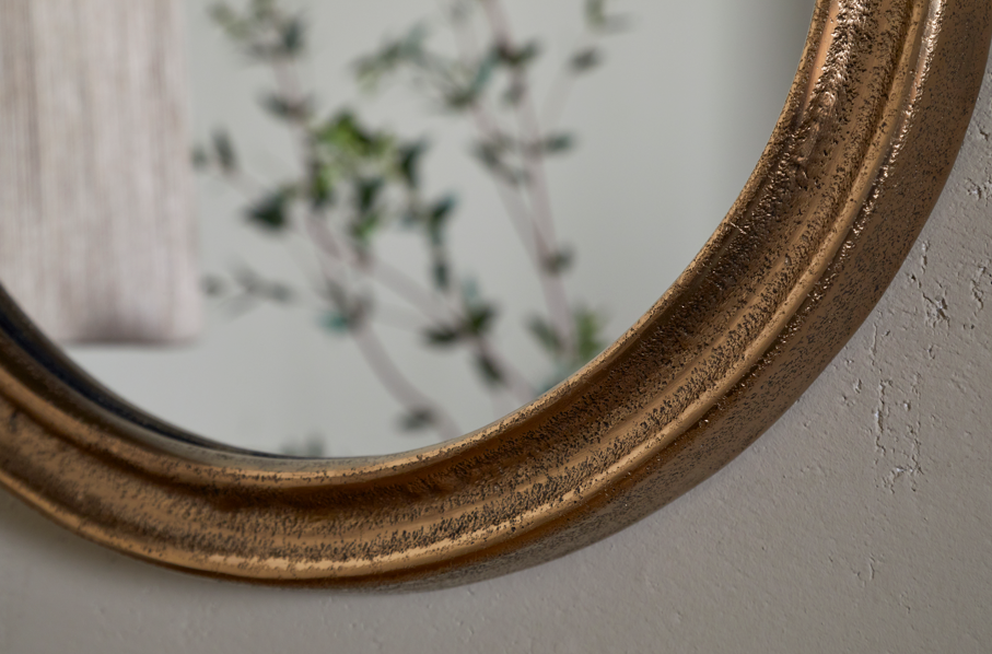 Textured Brass Oval Mirror