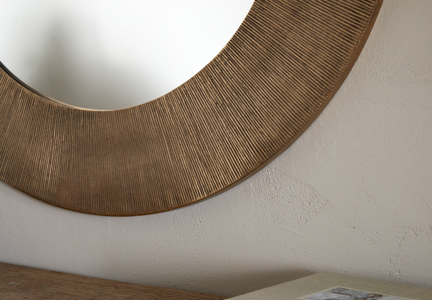 Warm Brass Round Mirror