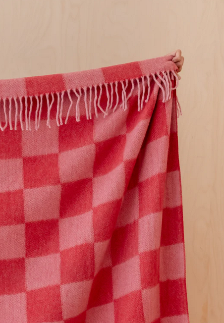 Pink Red Checkerboard Blanket