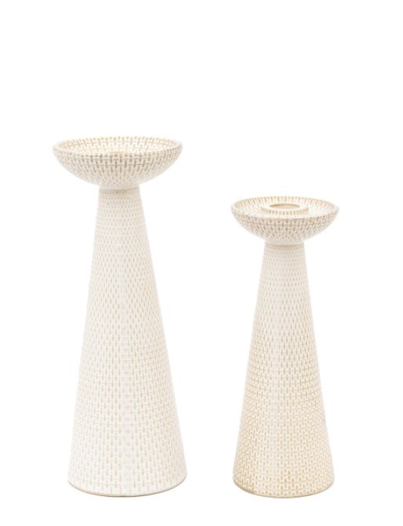 White Porto Candle Stick Set