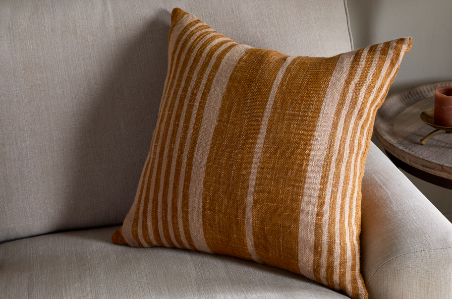 Square Ochre Jute Cushion