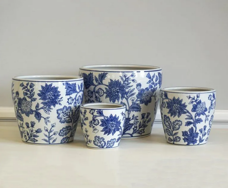 Blue Floral Planters