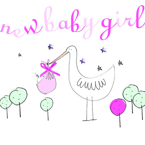 Stork New Baby Girl Card