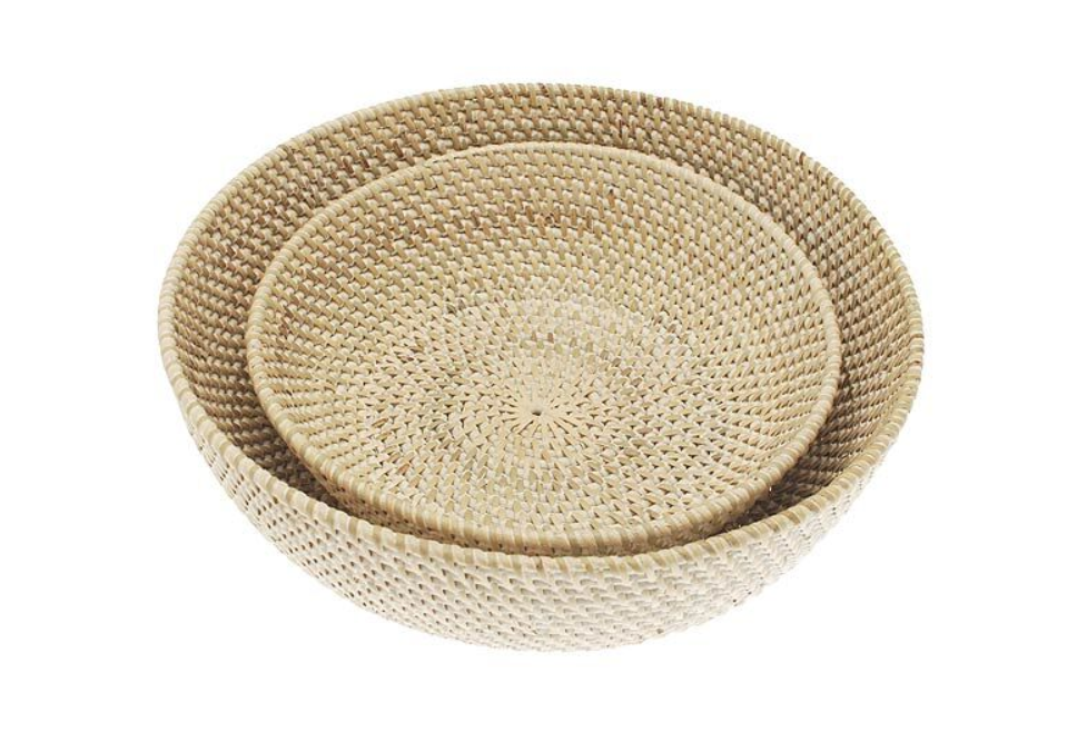 White Rattan Bowl