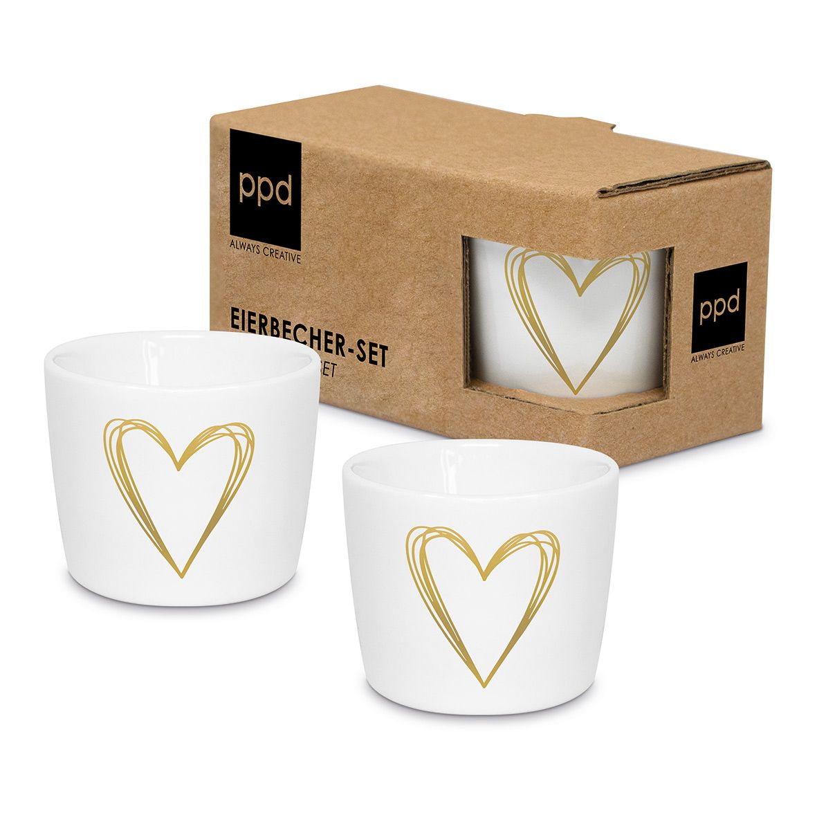 Gold Heart Egg Cup Set