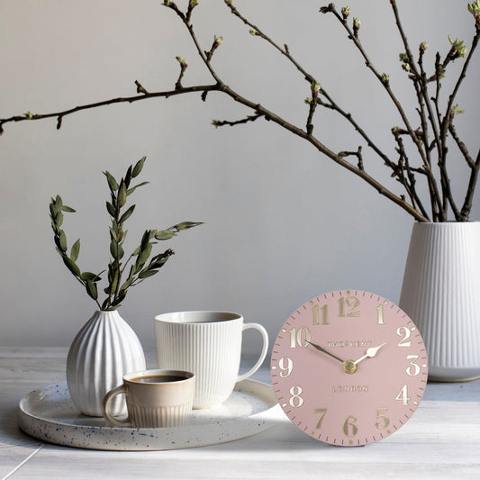 6" Blush Arabic Mantle Clock