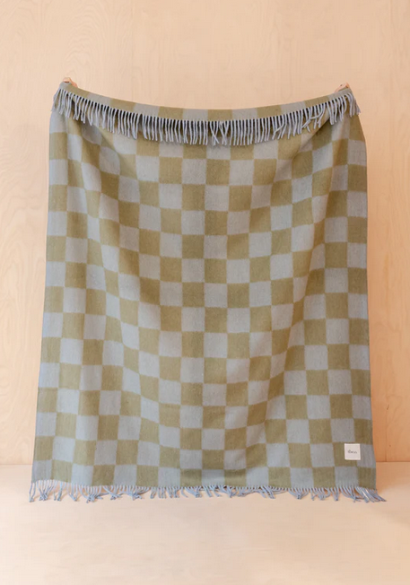 Blue Green Checkerboard Blanket