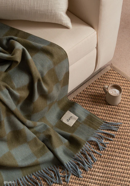 Blue Green Checkerboard Blanket