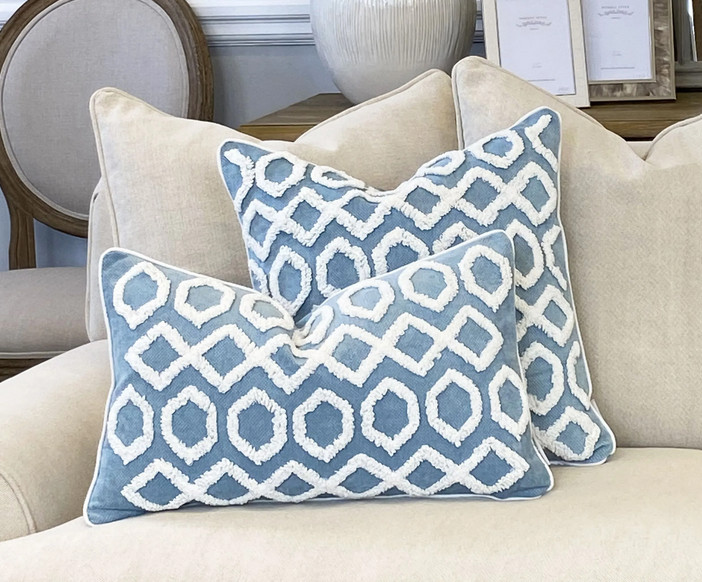 30cm Blue Tufted Cushion