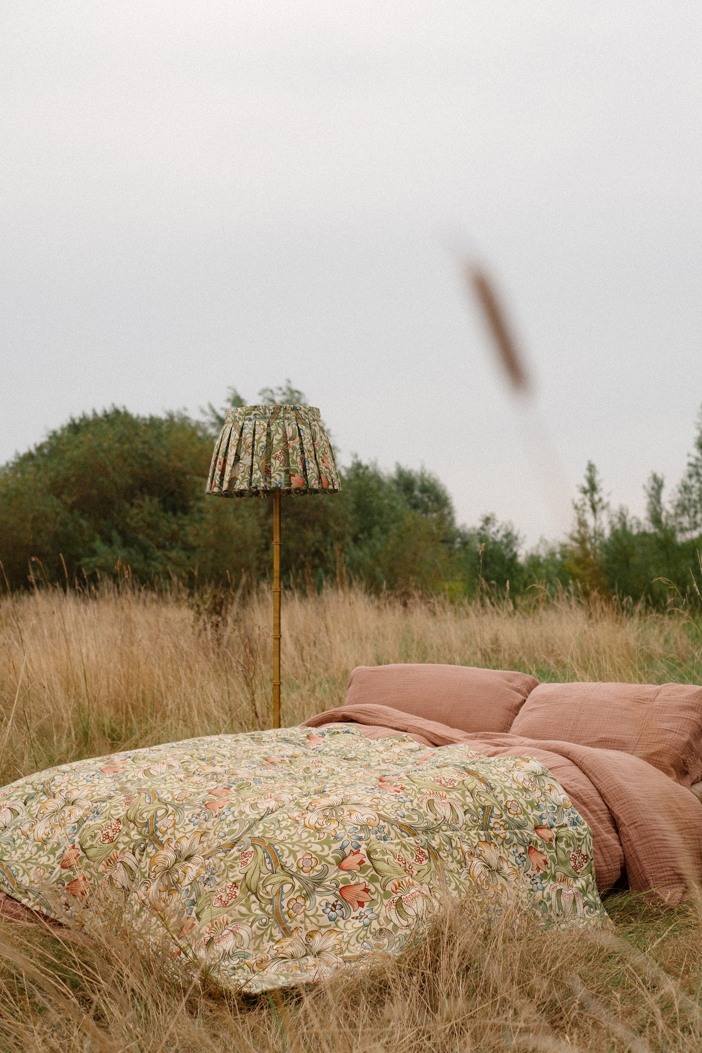 Golden Lily Green & Gold Fabric Sample