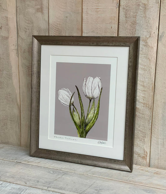 White Tulips Framed Fine Art Print