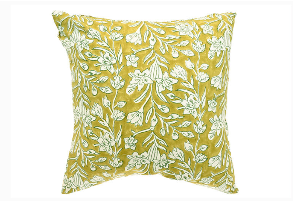 Lemon Lily Hand Block Print Cushion