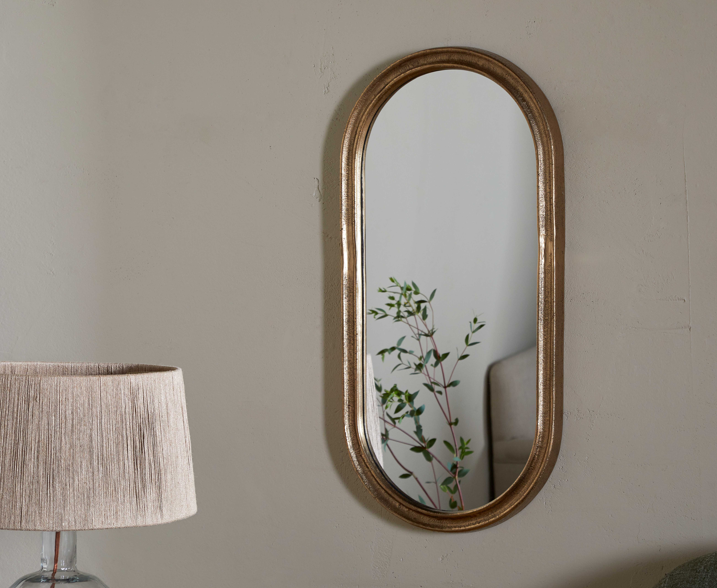 Textured Brass Oval Mirror