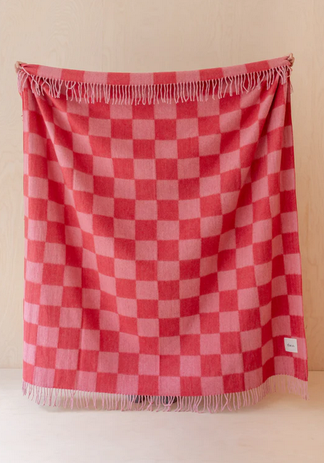 Pink Red Checkerboard Blanket