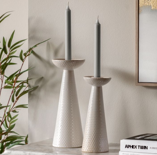White Porto Candle Stick Set