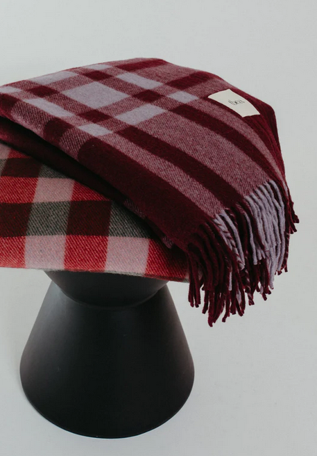 Wine Gingham Blanket