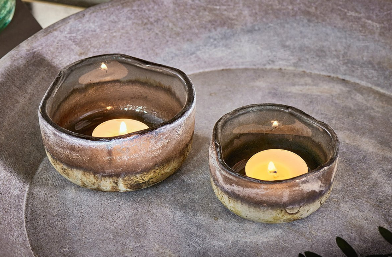 Charcoal Glass Tealight Holders