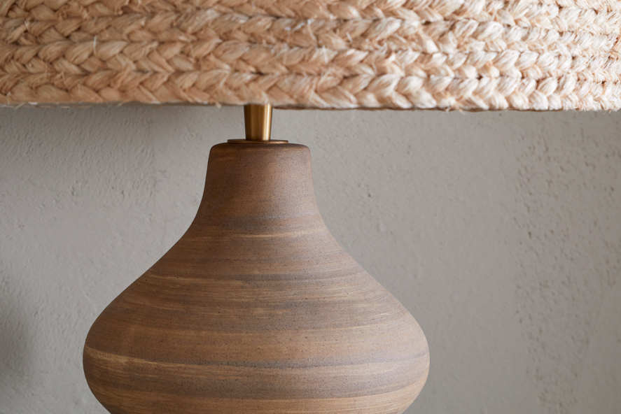 Curvy Ceramic Lamp with Natural Shade