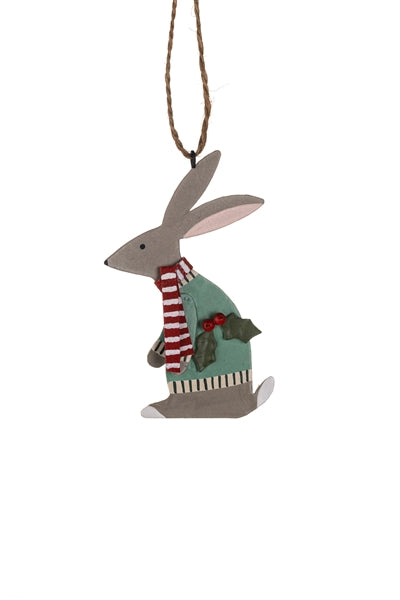 Green Jumper Hare Hanging Christmas Decoration