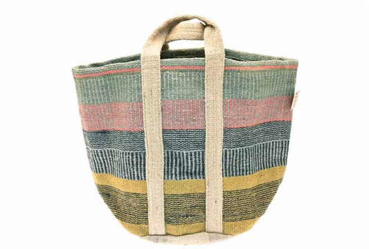 Pink/Multi Jute Storage Basket