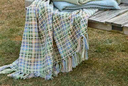 Kielder Olive & Cornflower Throw