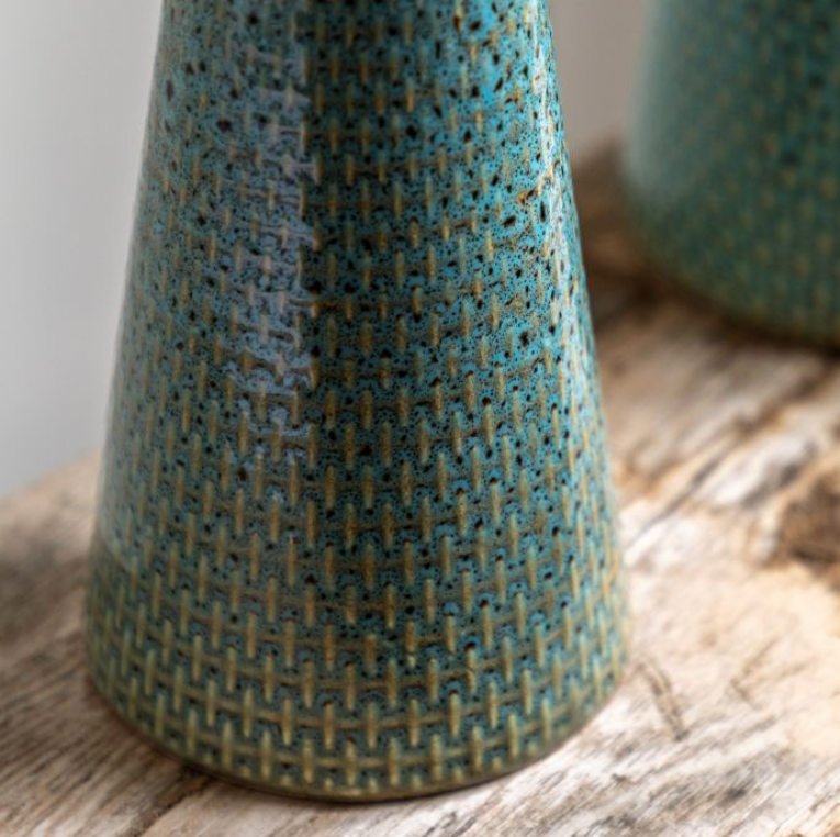 Teal Porto Candle Stick Set