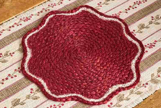 Scalloped Red Jute Placemat