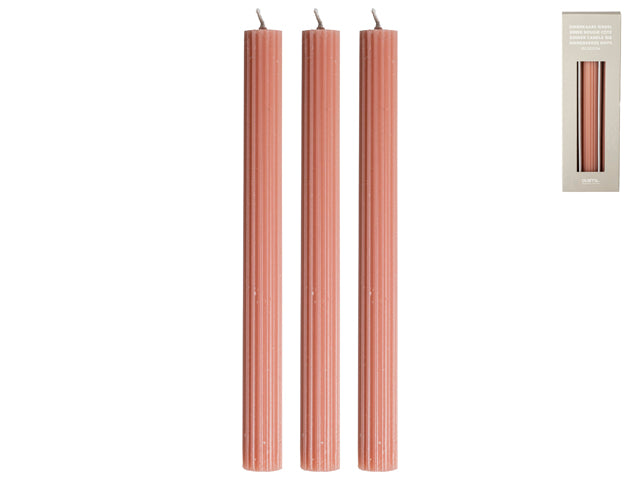 Pink Ribbed Candle Set
