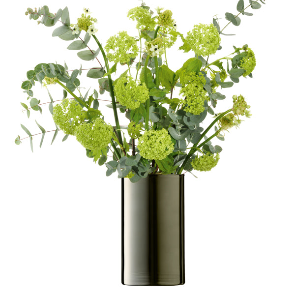 Flower Metallic Cylinder Vase/Lantern - Platinum