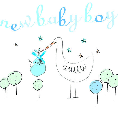 Stork New Baby Boy Card